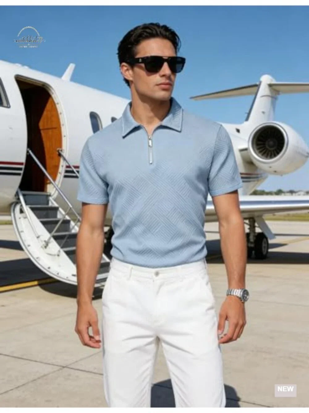 Men's Zip Polo Shirt Short Sleeve Sweatshirt Polyester Blend Casual Golf Top
